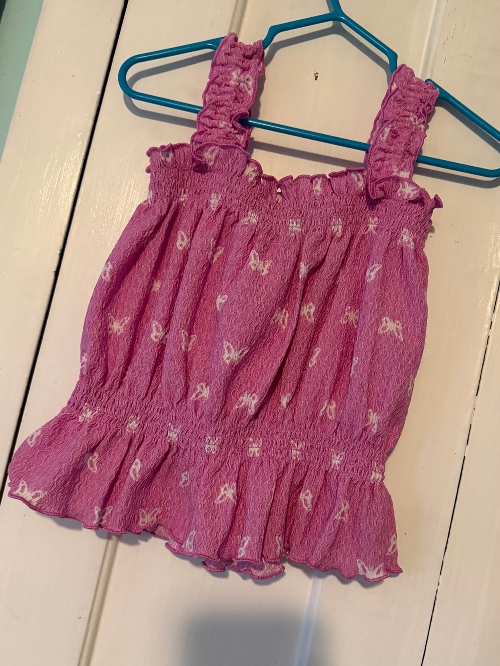 Old Navy Pink Smocked Ruffle Tank